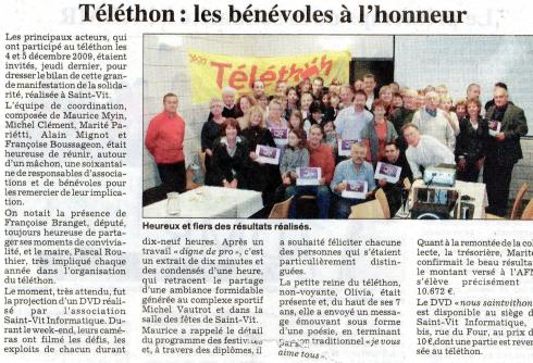 TELETHON:LES BENEVOLES A L'HONNEUR