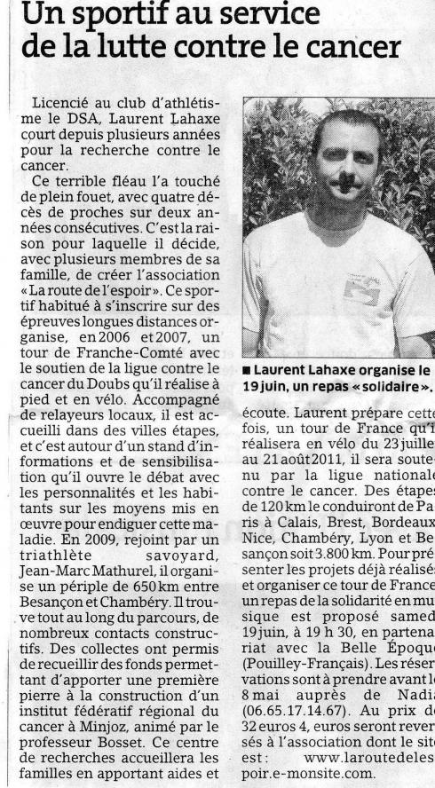 LE SPORT AU SERVICE D'UNE BONNE CAUSE...